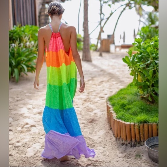 Pitusa Dresses & Skirts - Pitusa Popsicle Halter Dress Rainbow-Petite NWT